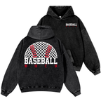 Baseball Vintage Washed Cotton Back Art Hoodie