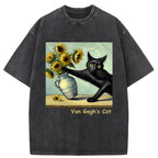 Van Gogh's Naughty Cat Washed T-Shirt