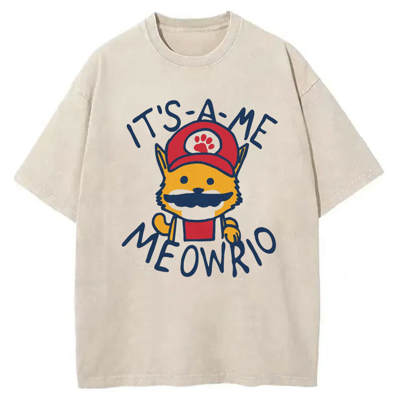 lt's-a-me Meowrio Washed T-Shirt