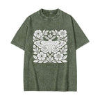 Unisex Moth Block Printed Washed Tee
