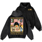 Spaghetti Cat Vintage Washed Cotton Back Art Hoodie