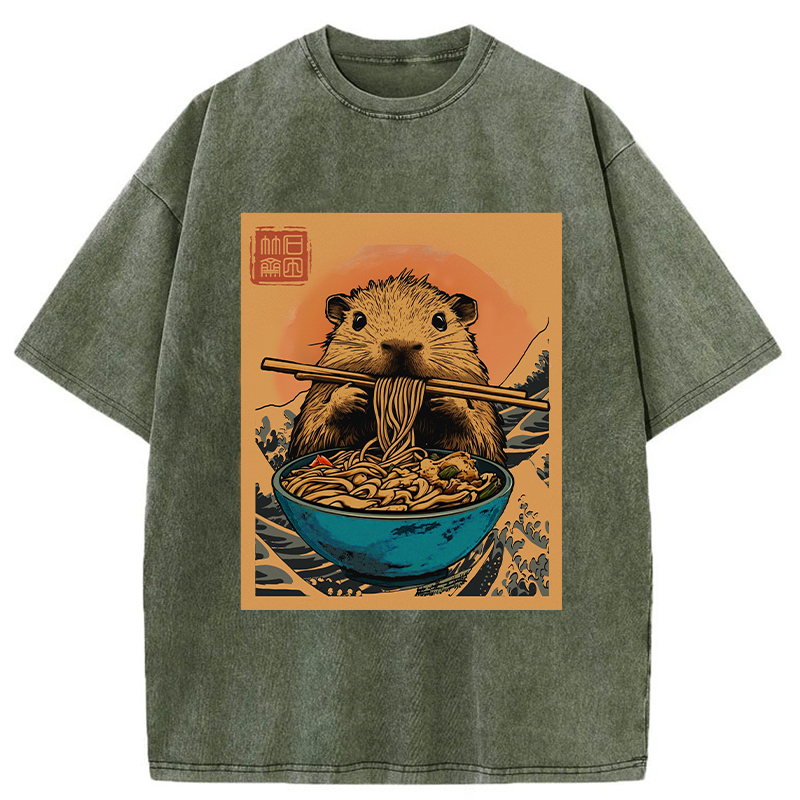Opossum Eats Ramen Washed T-Shirt