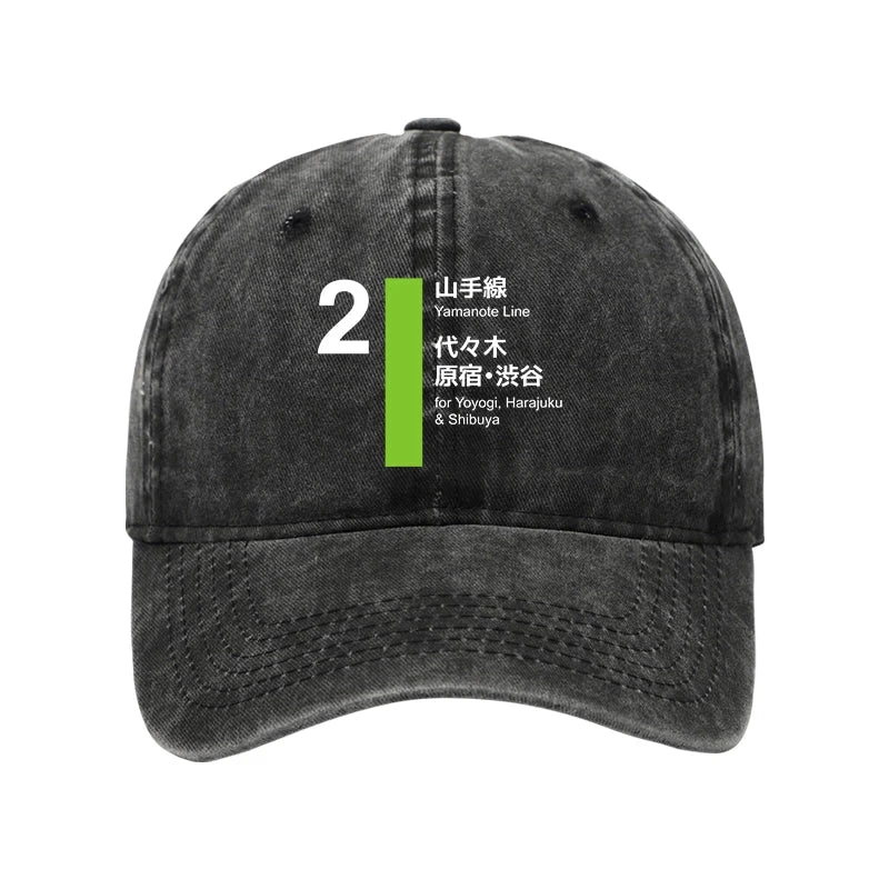 Yamanote Line Shibuya And Harajuku Washed Cap