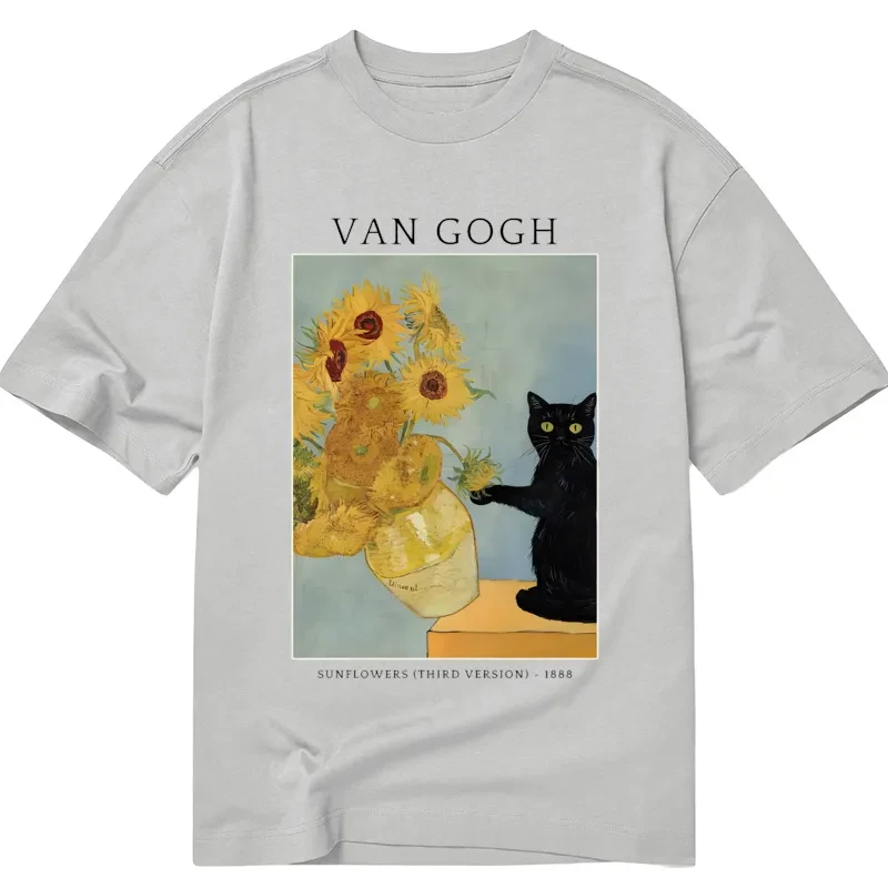 Black Cat With Sunflowers Classic T-Shirt