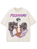 Unisex Pizzavore Printed Washed Tee