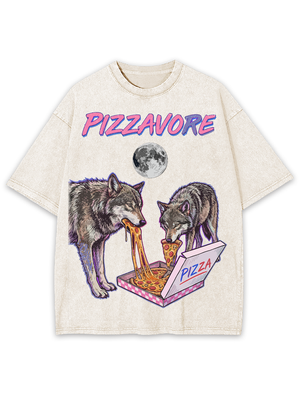 Unisex Pizzavore Printed Washed Tee