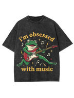 Unisex I’m obsessed with music Printed Washed Tee