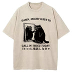 Cat Admiring Himself Washed T-Shirt