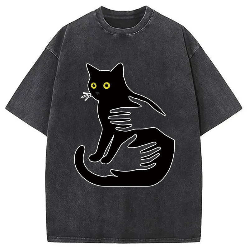 Hug A Black Cat Washed T-Shirt