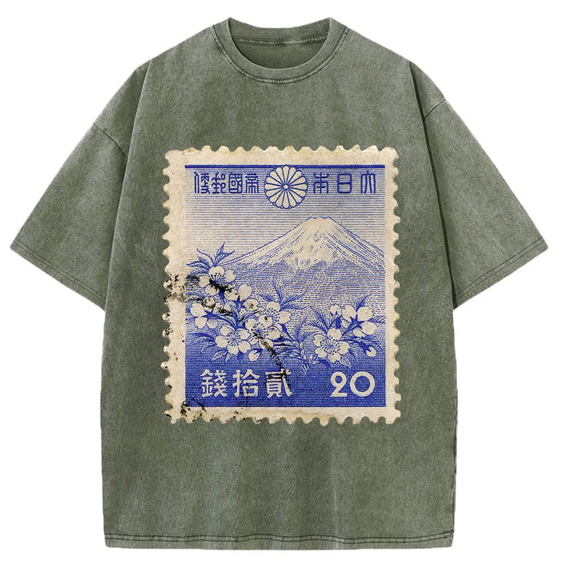 Japan Vintage Stamp Washed T-Shirt