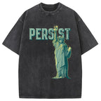 Lady Liberty Flaming Fist Washed T-Shirt
