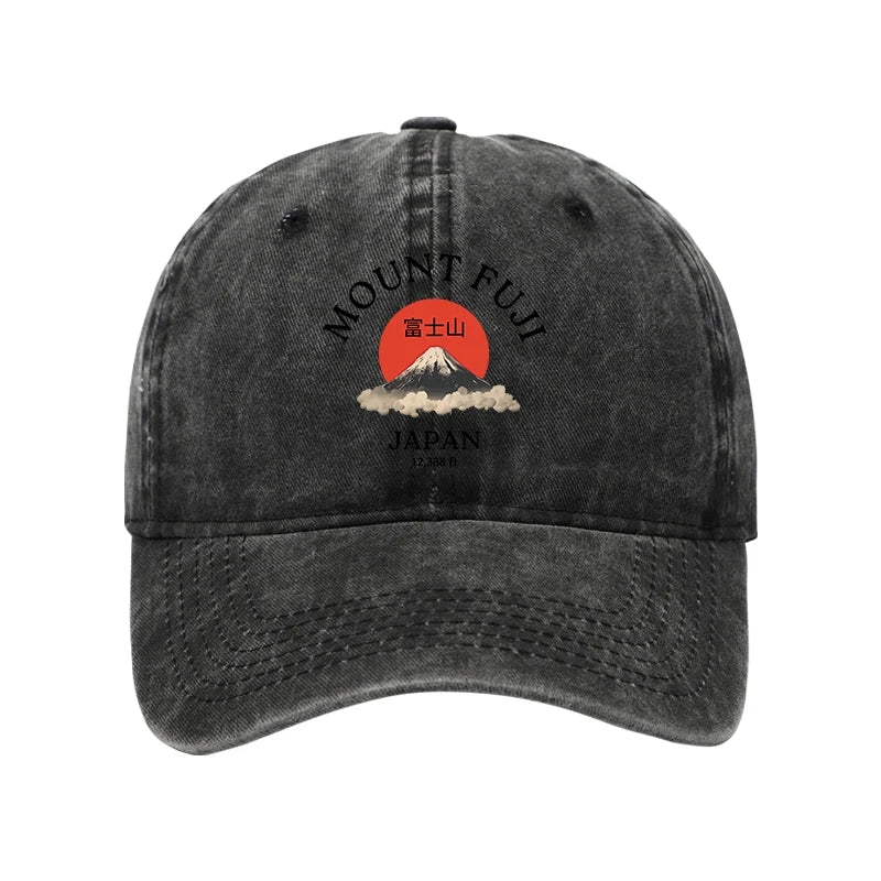 Japan Mount Fuji Sun Unisex Washed Cap