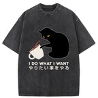 Tsundere Cat Funny Washed T-Shirt