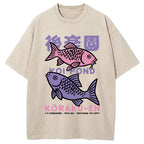 Koi Fish Pond Japanese Washed T-Shirt