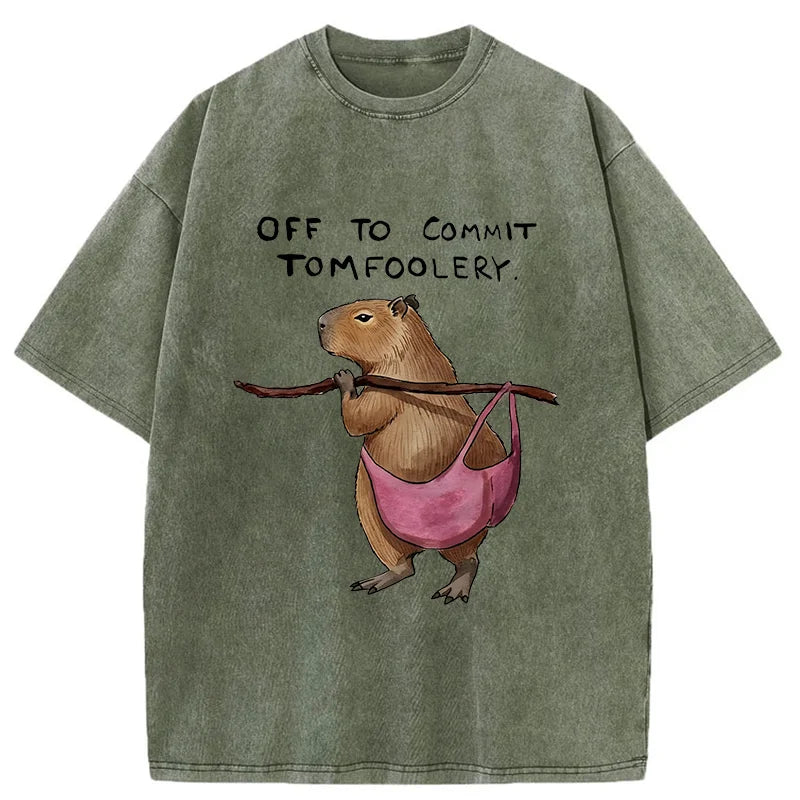 Unisex Capybaras That Do Bad Things Washed T-Shirt