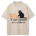 I Eat Cement Cursed Cat Meme Washed T-Shirt