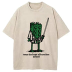 Funny Building Blocks Samurai Washed T-Shirt