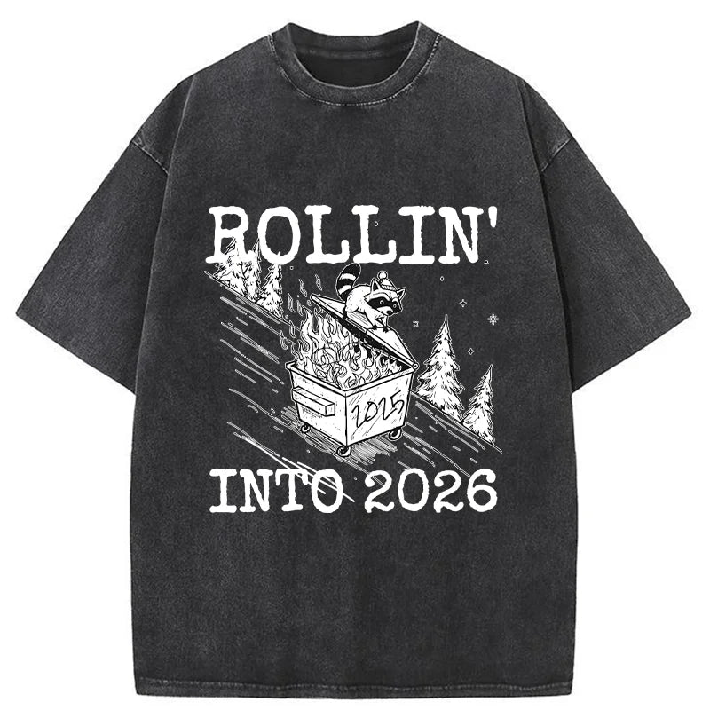 Unisex Rollin' Into 2026 Washed T-Shirt