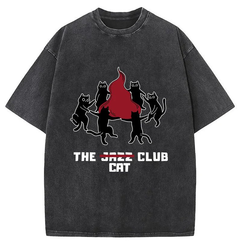 Unisex Cat Party Washed T-Shirt