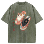 Unisex Slipper Kitties Washed T-Shirt