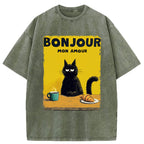Unisex Bonjour Mon Amour Washed T-Shirt