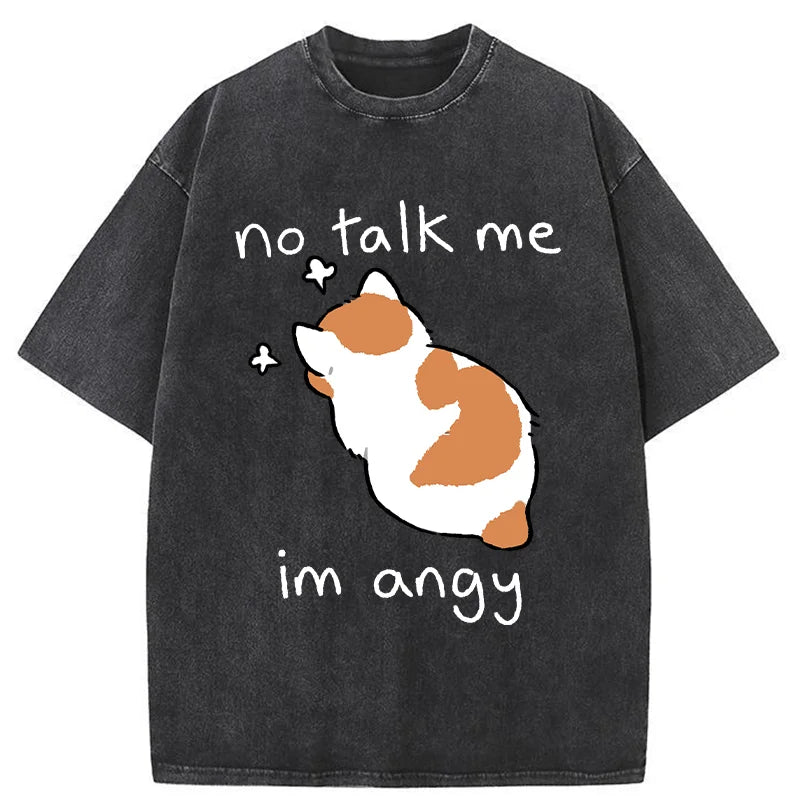 Unisex Cat Refused To Communicate Washed T-Shirt