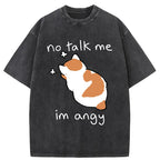 Unisex Cat Refused To Communicate Washed T-Shirt