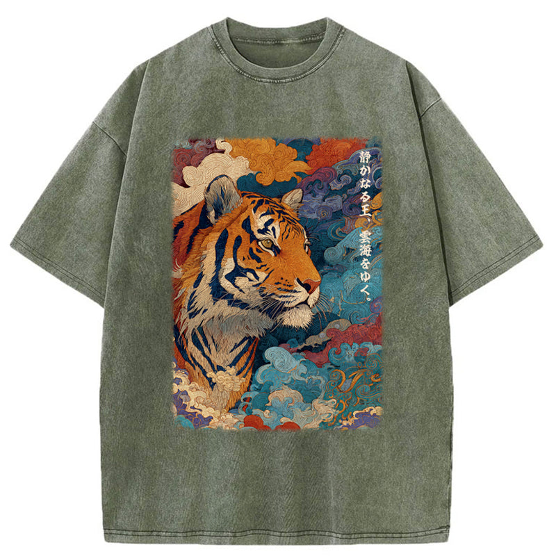 Unisex Tiger Of The Cloud Sea Washed T-Shirt