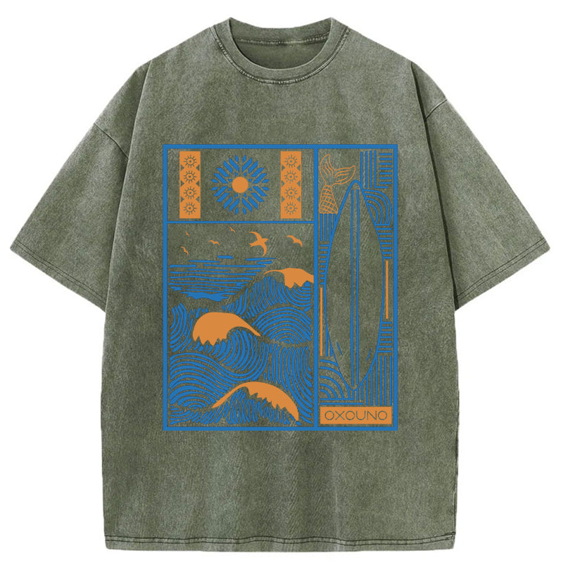 Unisex Minimalist Art Washed T-Shirt