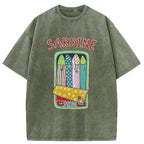 Unisex Colorful Sardines Washed T-Shirt