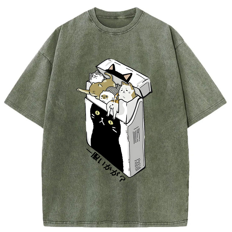 Unisex Have A Catgarette？ Washed T-Shirt