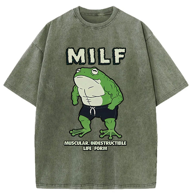 Unisex MILF Frog Washed T-Shirt