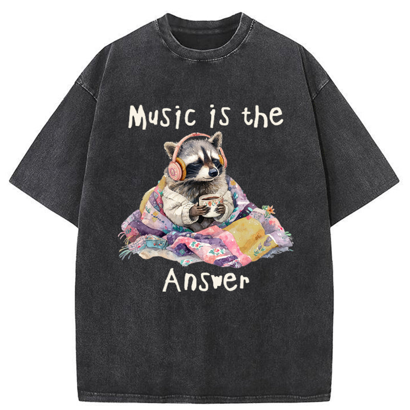 Unisex Music Is The Answer Washed T-Shirt