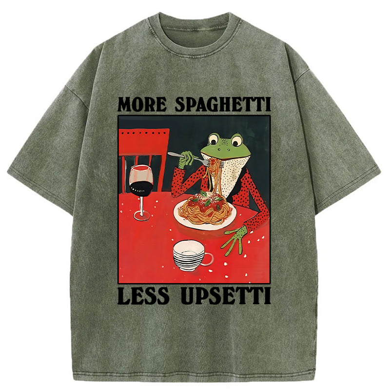 Unisex Frog Eating Spaghetti Washed T-Shirt