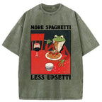 Unisex Frog Eating Spaghetti Washed T-Shirt