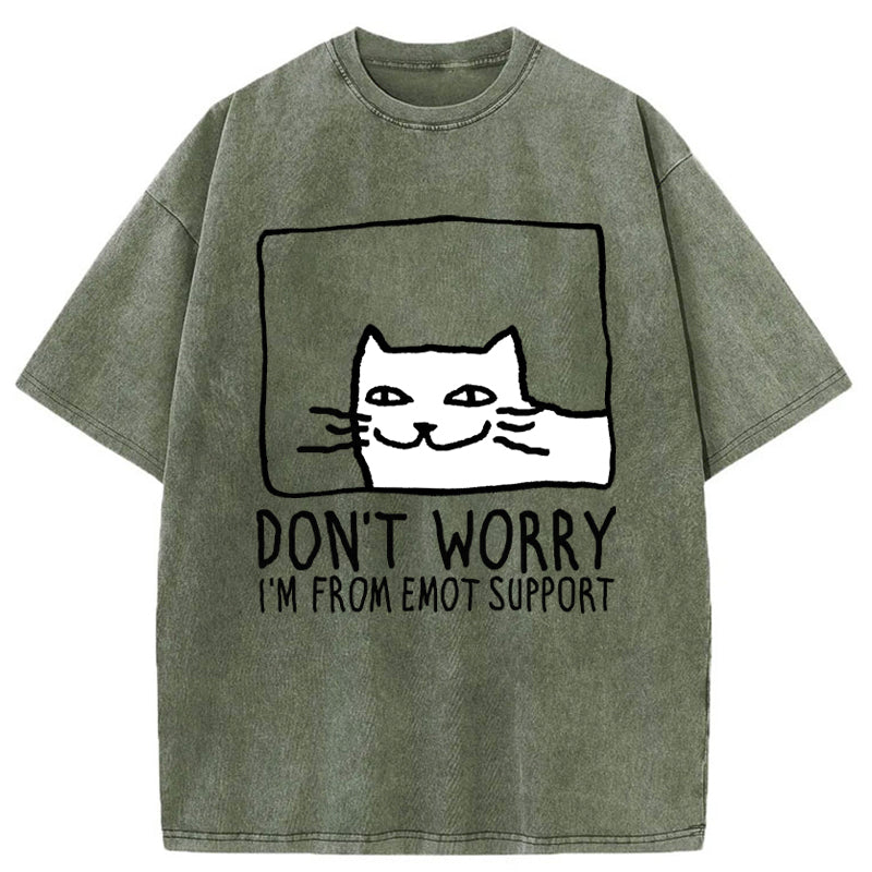 Unisex Emotional Support Cat Washed T-Shirt