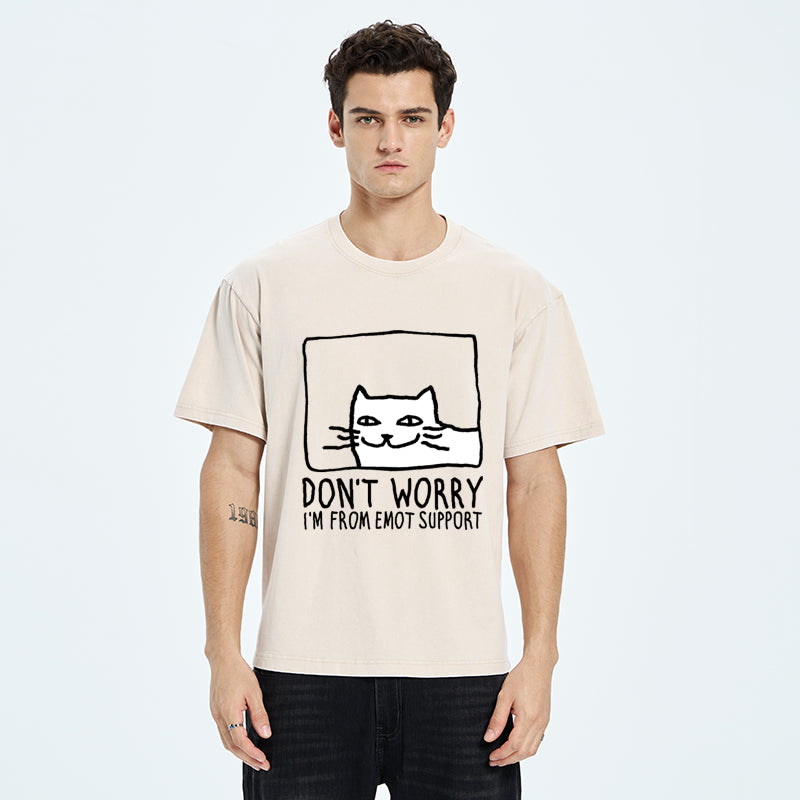 Unisex Emotional Support Cat Washed T-Shirt