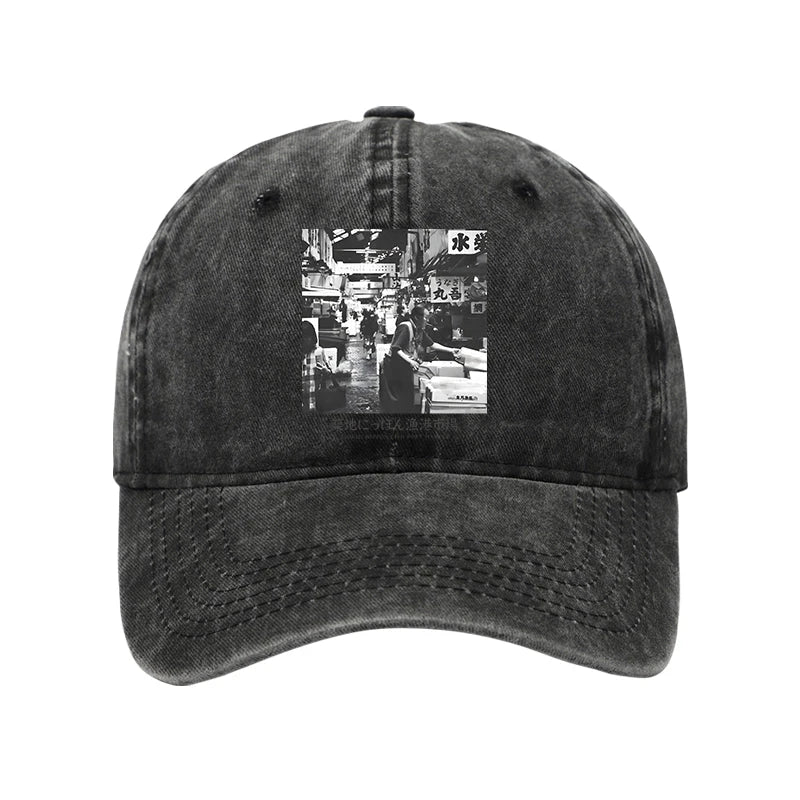 Tsukiji Fish Market Photo Washed Cap