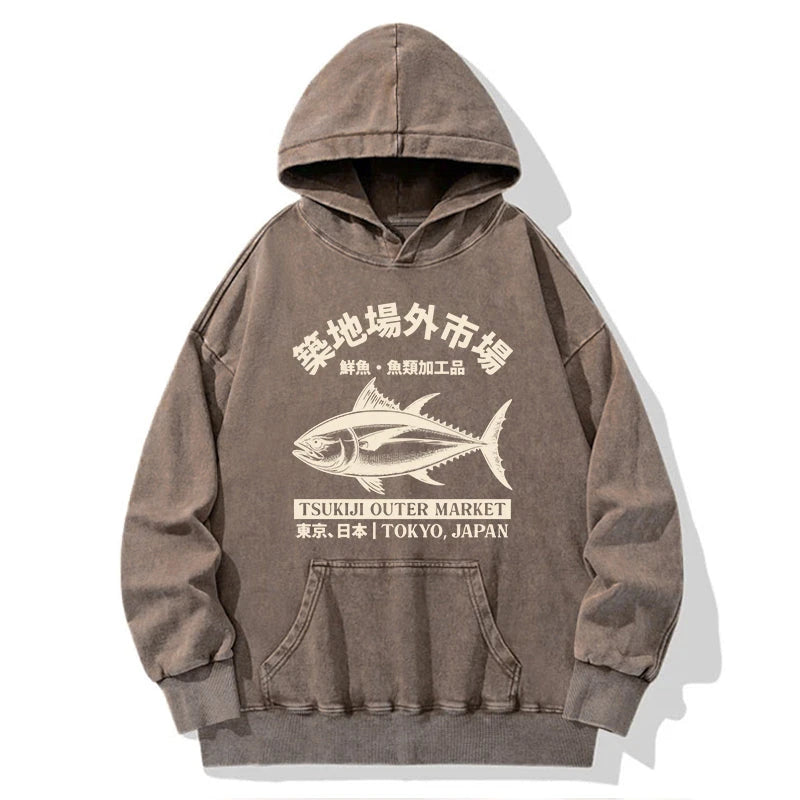 Japan Tsukiji Fish Market Washed Hoodie