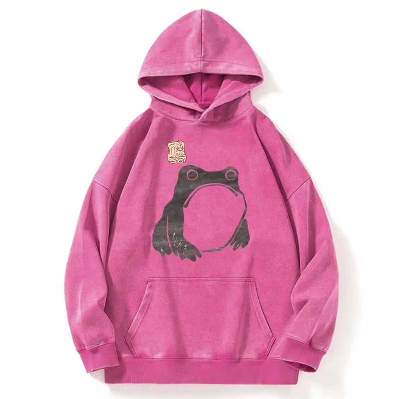 Matsumoto Hoji Woodblock Print Frog Washed Hoodie