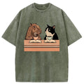 Capybara And Cat Talk Washed T-Shirt