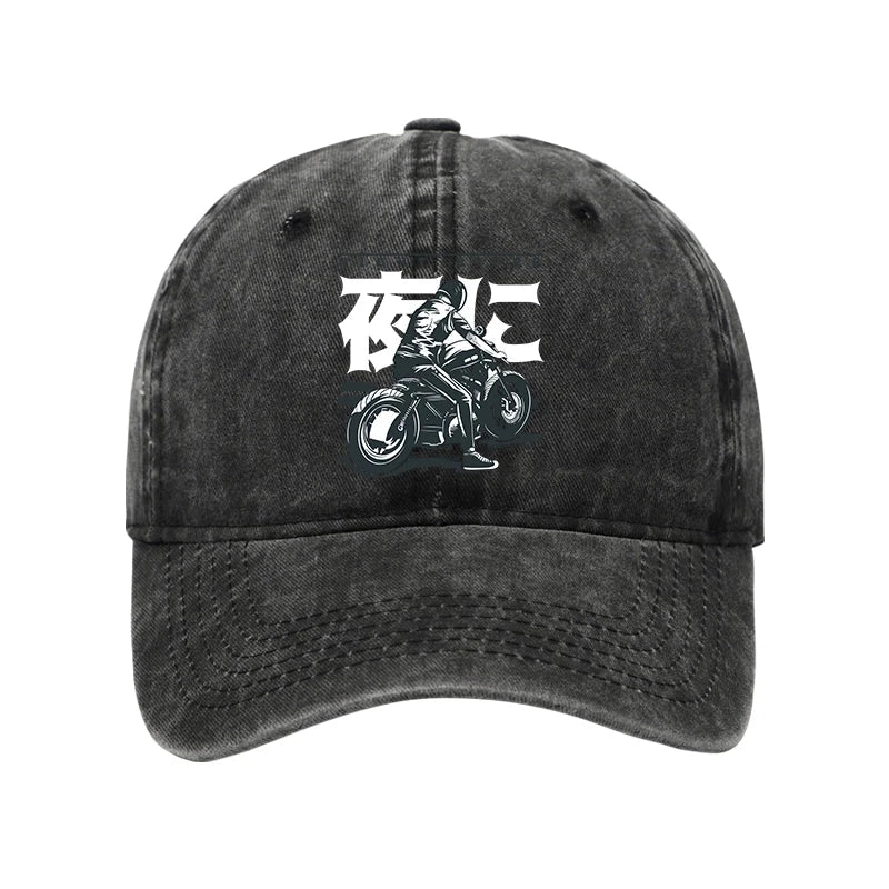 Motorcyclist Japanese Night Rider Washed Cap