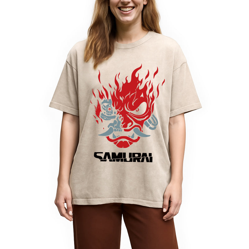 Vintage Samurai Retro Japanese Washed T-Shirt