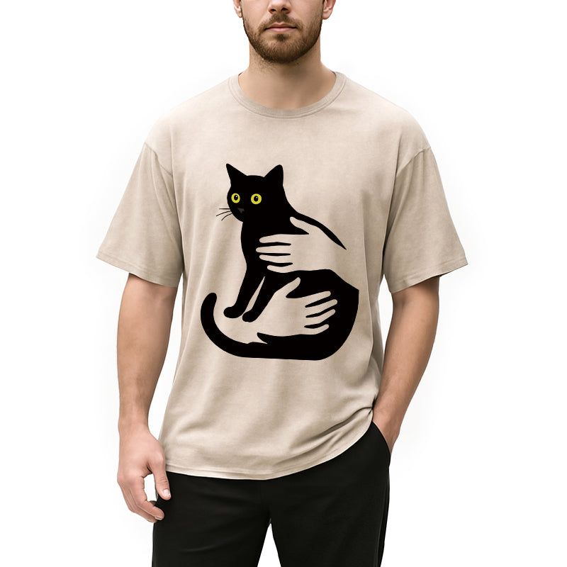 Hug A Black Cat Washed T-Shirt