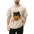 Black Cat And Pumpkin Washed T-Shirt