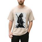 Handsome Samurai Cat Washed T-Shirt