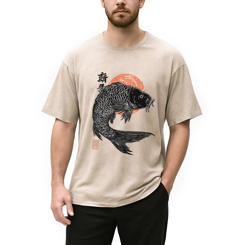 Vintage Koi Rice Sack Washed T-Shirt