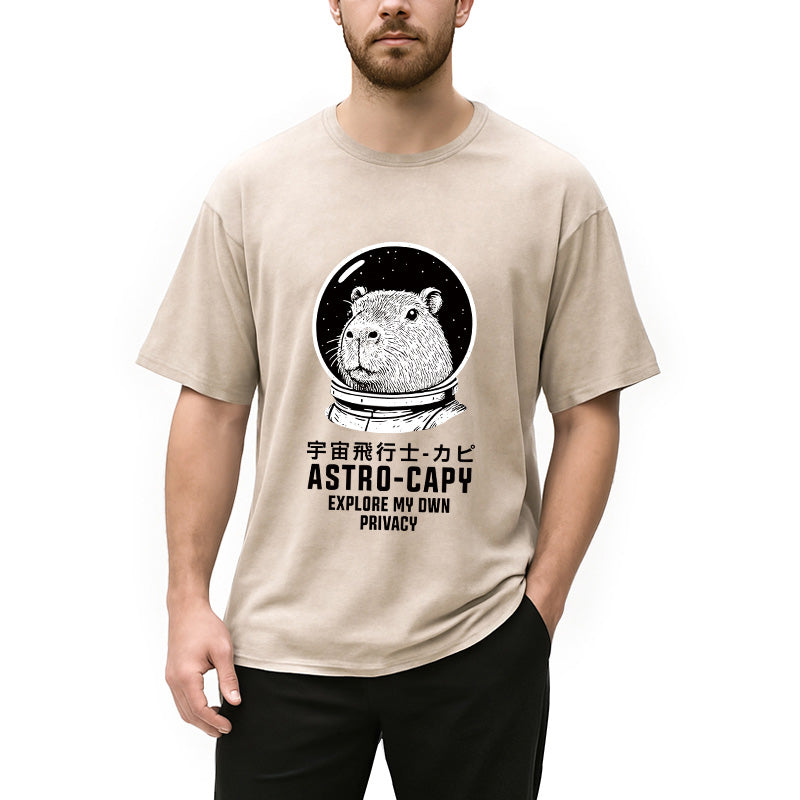Astronaut Capybara Washed T-Shirt