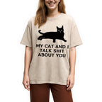 Gossiping Black Cat Washed T-Shirt