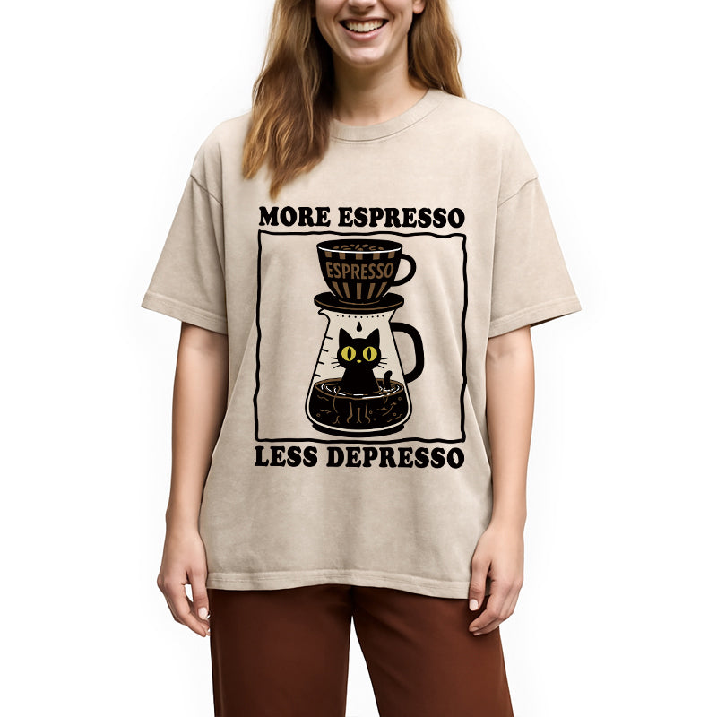 Cats And Coffee Washed T-Shirt